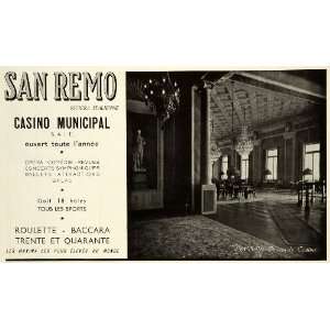  1936 Ad San Remo Casino Italy Riviera Travel Leisure Stage 