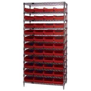 Wire Shelving System 12 Shelves 12 x 36 x 74 with 44 QSB107CL CLEAR 
