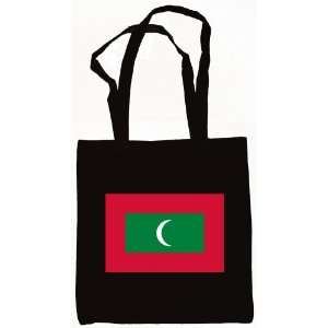  Maldives Flag Canvas Tote Bag Black 
