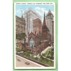 PostcardTrinity Church New York City 1923 