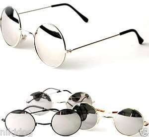 John Lennon Sunglasses Round Hippie Shades Mirror Lens Retro Gold 