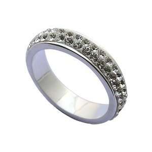 Silver ring with Swarovski crytals by GlitZ JewelZ   2 rows of crytals 