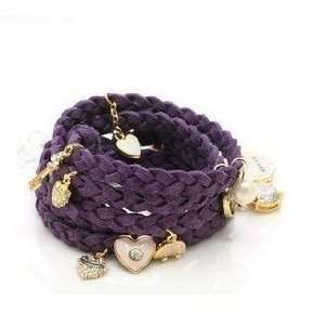  Purple Sweet Love Charm Rope Bracelet 