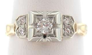 Vintage Estate Genuine Diamonds Solid 14k Gold Ring  