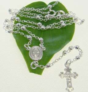 Sterling Silver ROSARY Necklace 3mm 18 20 24 K12  