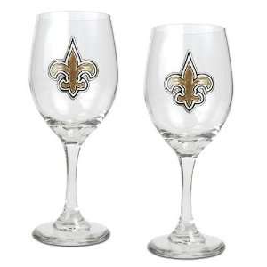   Saints NFL 2pc Wine Glass Set   Primary Logo