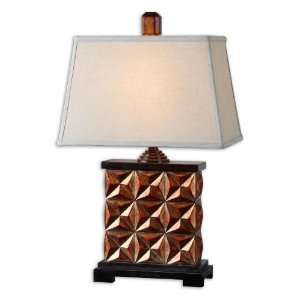  27 Metallic Golden Bronze Table Lamp with Ivory Linen 