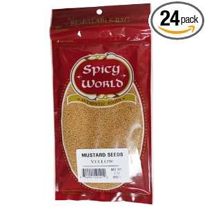 Spicy World Yellow Mustard Seeds Whole, 7 Ounce Pouches (Pack of 24)
