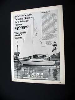 Clipper Marine MK 26 Yacht Sailboat boat 1972 print Ad  