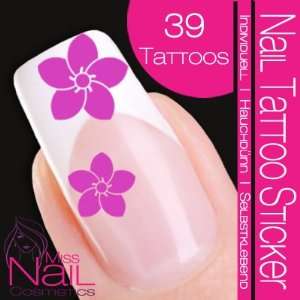  Nail Tattoo Sticker Blossom   lilac: Beauty