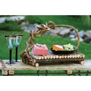  Wooden Picnic Tray with Vine Handle