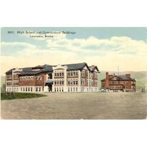   Vintage Postcard High School and Gymnasium Buildings Lewiston Idaho