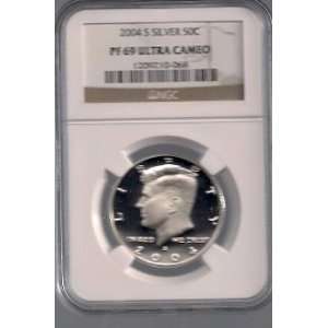  2004 S SILVER PROOF KENNEDY HALF NGC PF 69 ULTRA CAMEO 