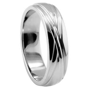 316L Stainless Steel Ring with Lasercut Design   Width 6mm   Size 10