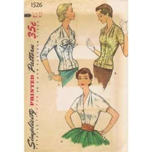  Simplicity 1526 Vintage Sewing Pattern Womens Blouse 