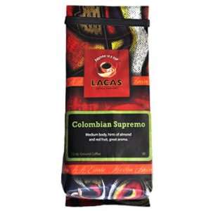  Lacas Coffee Colombian Supremo Ground Coffee 12oz Bag 