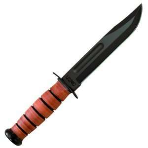  Ka Bar   USMC Fighting Knife, Brown Leather Sheath, 7 in 