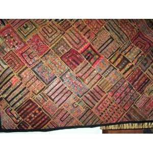  Kutch Hand Embroidery Tapestry Vintage Sari Wall Hanging 