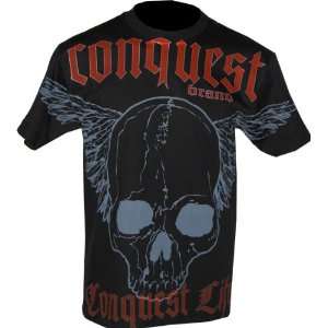  Conquest Life Skull Wings Black T Shirt (SizeS) Sports 