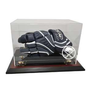  Buffalo Sabres Hockey Glove Display Case with Mahogany 