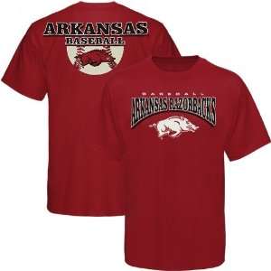  NCAA Arkansas Razorbacks Cardinal Baseball T shirt: Sports 