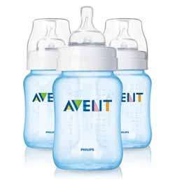  Philips AVENT 3 Pack BPA Free Classic Bottles, Blue, 9 