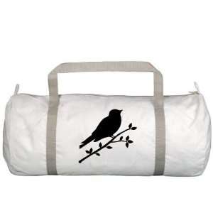 Black Raven Bird Silhouette Nylon Gym Bag, 20 x 9  
