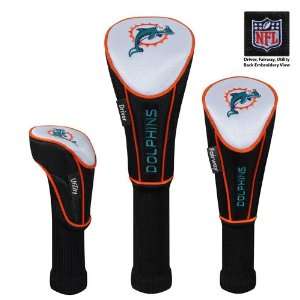  Miami Dolphins NFL Nylon Headcovers set of 3 Driver 