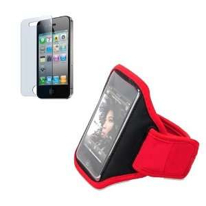  Red Armband with Clear Screen guard for Apple iphone 4G 4S 
