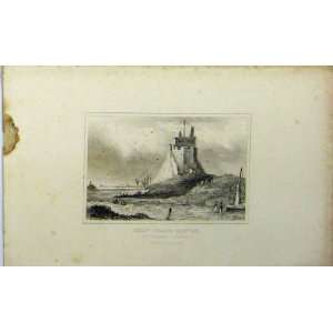  C1848 View Holy Island Castle Northumberland Old Print 