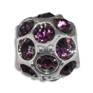  February Silver Ball with Amethyst Color Crystals European 