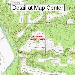   Topographic Quadrangle Map   Prescott, Missouri (Folded/Waterproof