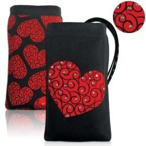 Universal Red HEART on Black   Rhinestones   Cell Phone 