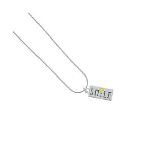   with Smiley Face Rectangle   Silver Plated Snake Chain Charm Necklace