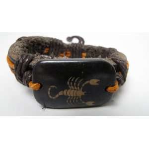  Leather Bracelet with Zodiac Symbol Scorpio Jewelry