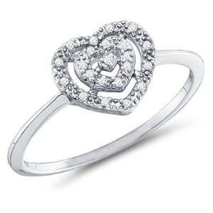  Heart Diamond Ring 10k White Gold Promise Band (0.04 Carat 