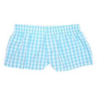 Poolside Blue Gingham Check Cotton Girl Boxers Mini Itty Bitty Shorts 