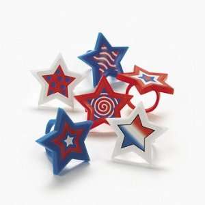   : Patriotic Star Shaped Rings   Novelty Jewelry & Rings: Toys & Games