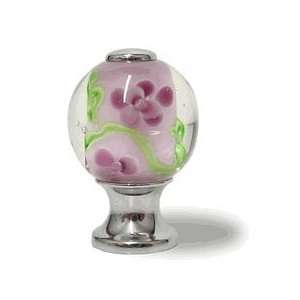  Handmade Glass Cabinet Knob, Pink Floral: Kitchen & Dining