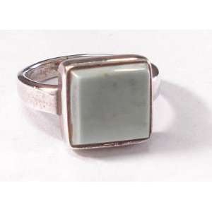  Square Turquoise Stone Silver Ring (Size 9): Everything 