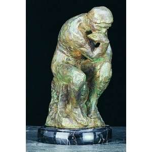  Bronze finished Thinker sculpture on marble base 
