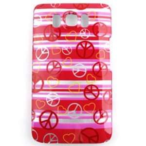  HTC HD2 Transparent Design, Peace Signs and Hearts on Pink 