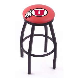 University of Utah 30 Single ring swivel bar stool with Black, solid 