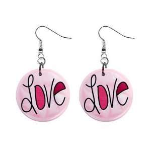 CARTOON LOVE Design Dangle Earrings Jewelry 1 inch Buttons 21495422
