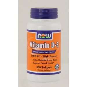  NOW Foods   Vitamin D 3 1000 IU 360 softgels: Health 