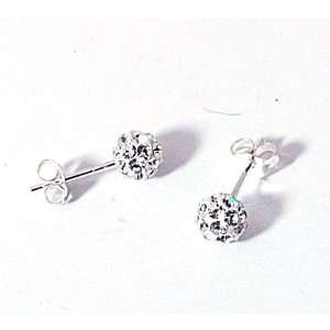  925 Silver Crystal Encrusted Disco Ball Earrings by TOC 