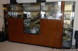 Deco Modern Rosewood Glass Entertainment 5pc Wall Unit  