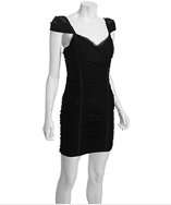 BCBGMAXAZRIA black tulle princess shirred dress style# 319225301