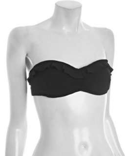 Shoshanna black textured ruffle bandeau bikini top  BLUEFLY up to 70% 