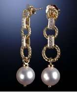 David Yurman pearl and diamond drop earrings style# 318428601